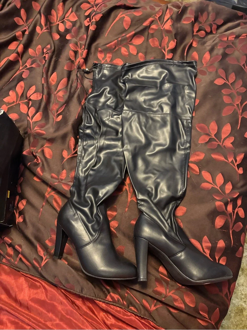 Lane Bryant Black Faux-Leather Over-the-Knee High-Heel Boots